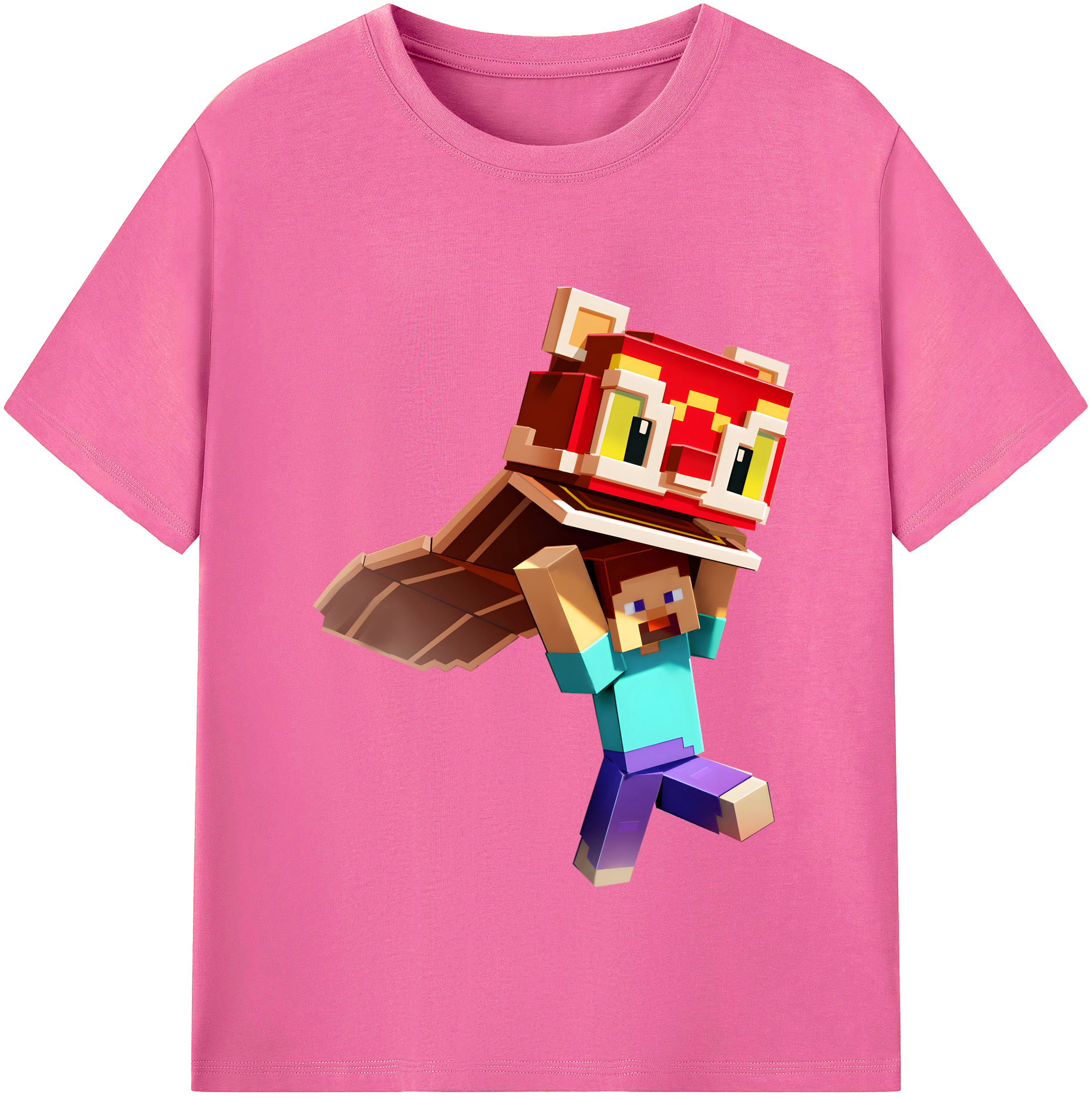 （画像用） マインクラフト ブロックの世界 Minecraft MC Block world レディースカジュアルプリントTシャツ（綿100％）